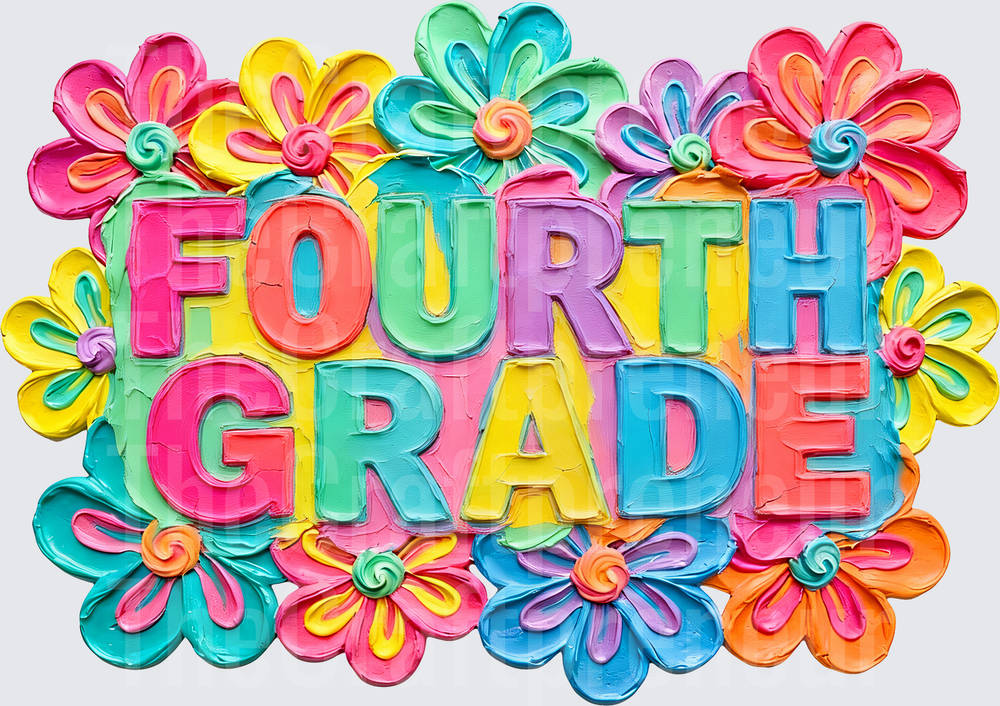 002_School_Teacher_B2S_Grades_Faux Paint Neon_Florals_Fourth Grade