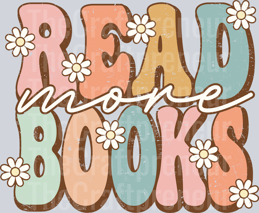 Read More Books Groovy Distressed DTF Transfer