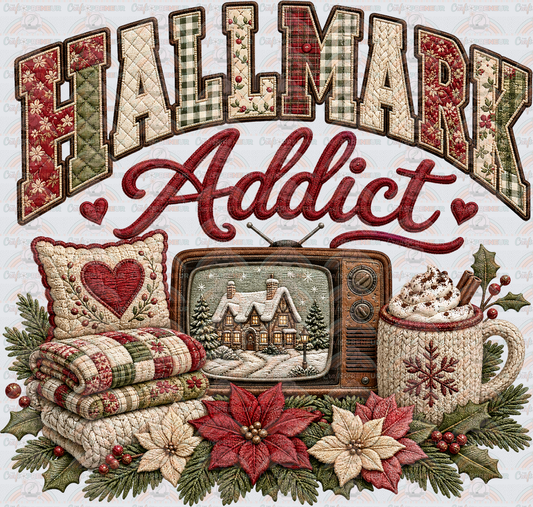 XMAS_Christmas Movies_Hallmark Channel_Hallmark Addict_Patchwork_Vintage_Retro TV_Faux Fabric_Faux Embroidery_Varsity