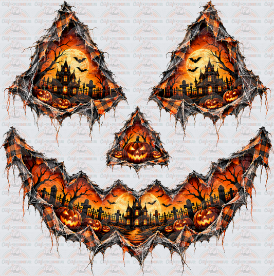 Halloween_jack o Lantern_Pumpkin_Cutout_Haunted House_Graveyard_Neon Orange