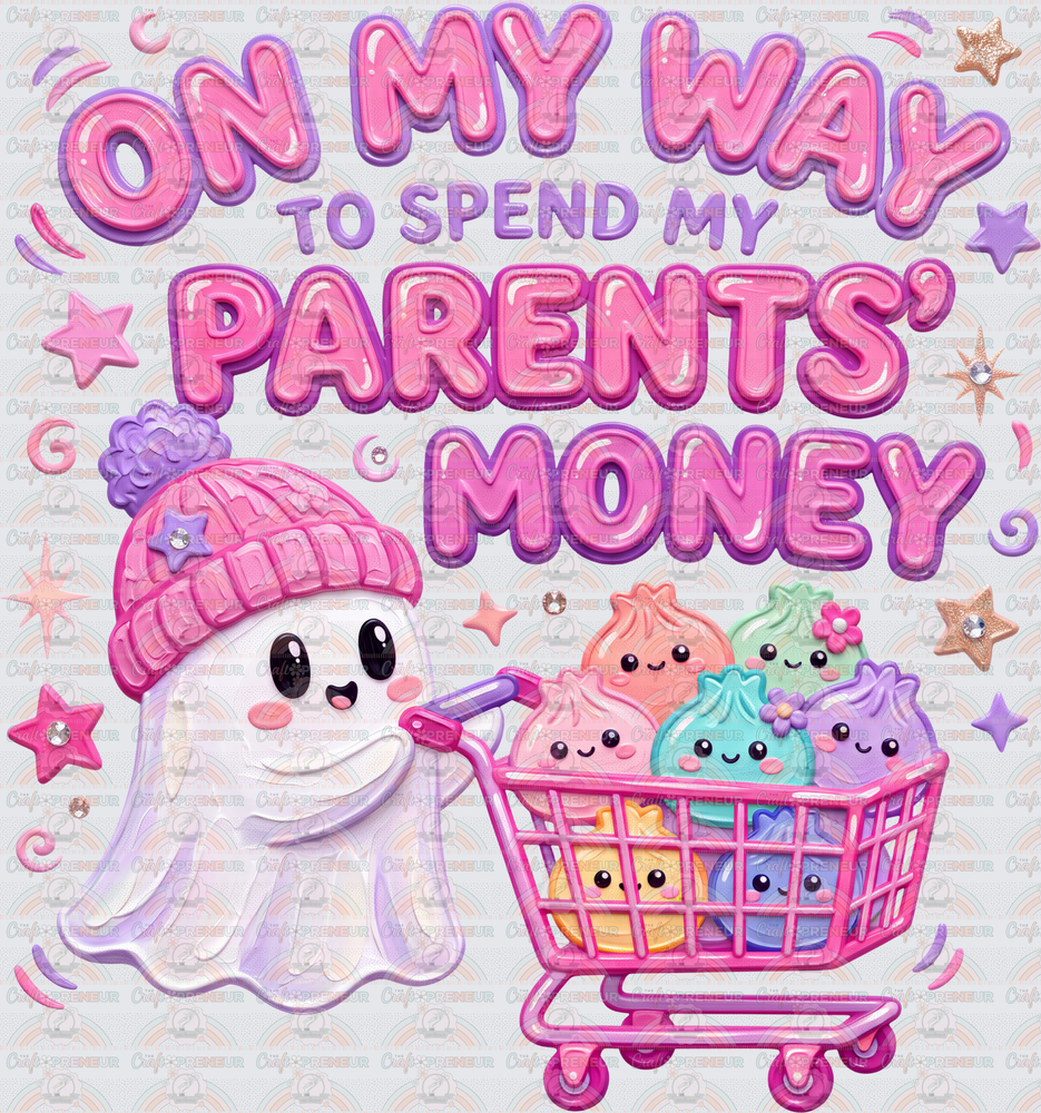 Halloween_Youth_Faux Paint_Ghost_On My Way to Spend My Parents Money_Shopping Cart