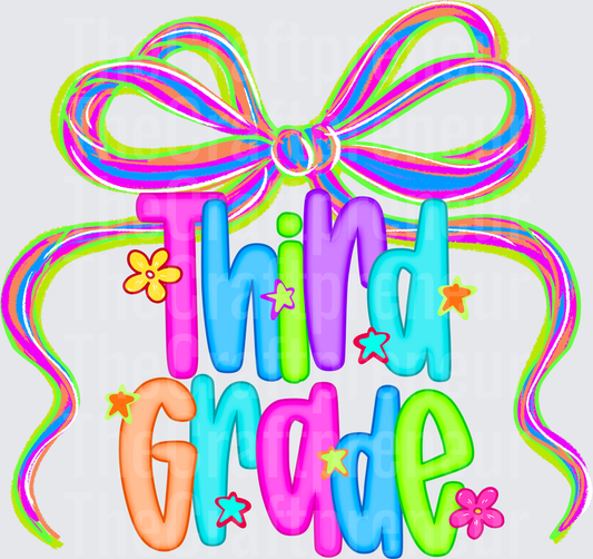 002_School_B2S_Grades_Teacher_Neon_Coquette Bow_Third Grade
