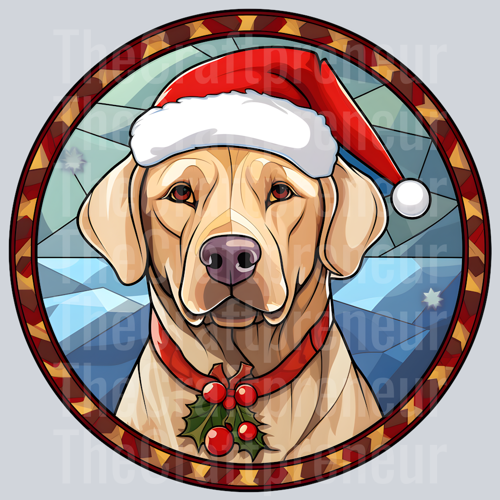 Labrador Retriever Christmas Stained Glass DTF Transfer