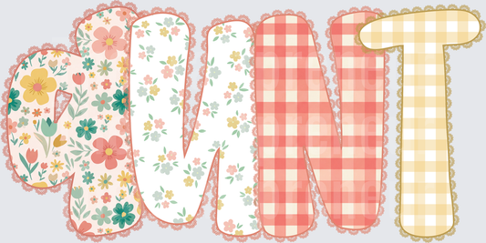 002_Family_Name Set_Mama_Grandparent_Preppy_Orange_Gingham_Grand Millenial_aunt