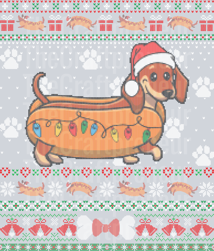 Dachshund Ugly Sweater DTF Transfer (For Darks!)