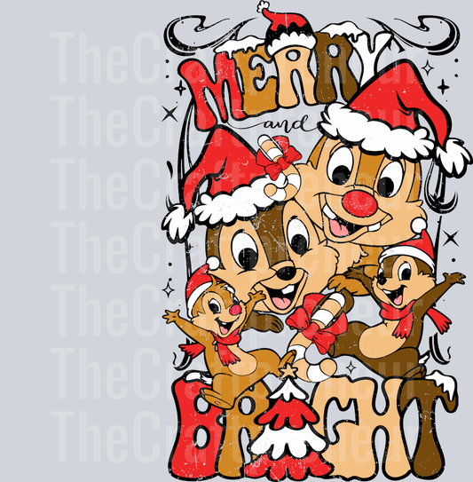 Chipmunks Christmas Santa Front & Back (Back) DTF Transfer