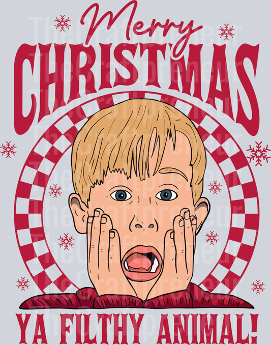 Home Alone Kevin Merry Christmas Ya Filthy Animals DTF Transfer