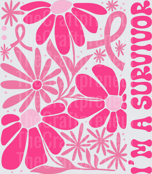 002_Causes_Cancer_BCA_Breast Cancer_Groovy Florals_Pink Ribbon_Oversized_Im a Survivor_Cancer Survivor