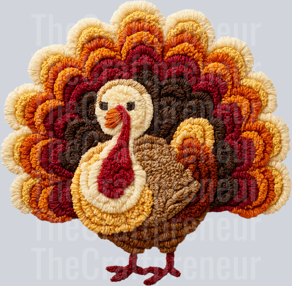 Latch Hook Turkey DTF Transfer