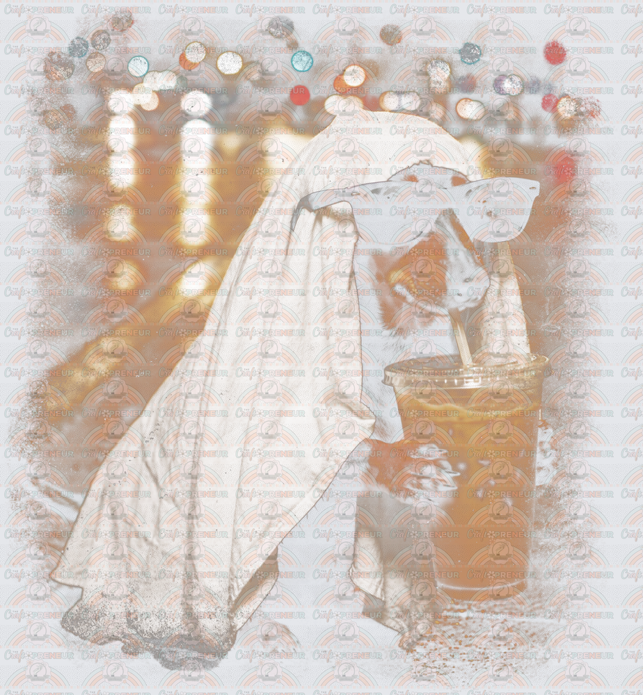 Halloween_Dogs_Dachshund_Ghost_Iced Coffee_Sunnies_Halftone