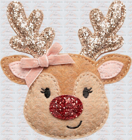 XMAS_Reindeer_Rudolph_Faux Patch_Faux Embroidery_Felt_Faux Glitter_Girly_Kids_Youth