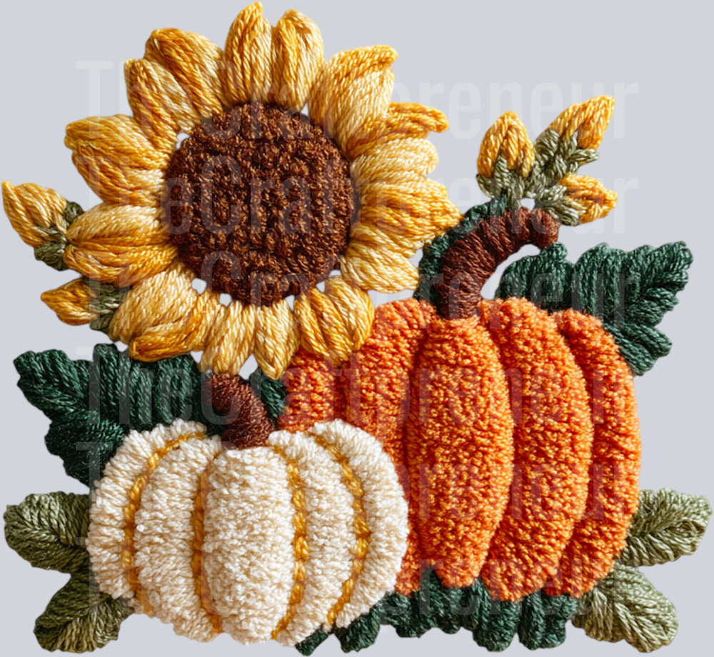 Pumpkins and Sunflowers Latch Hook DTF Transfer