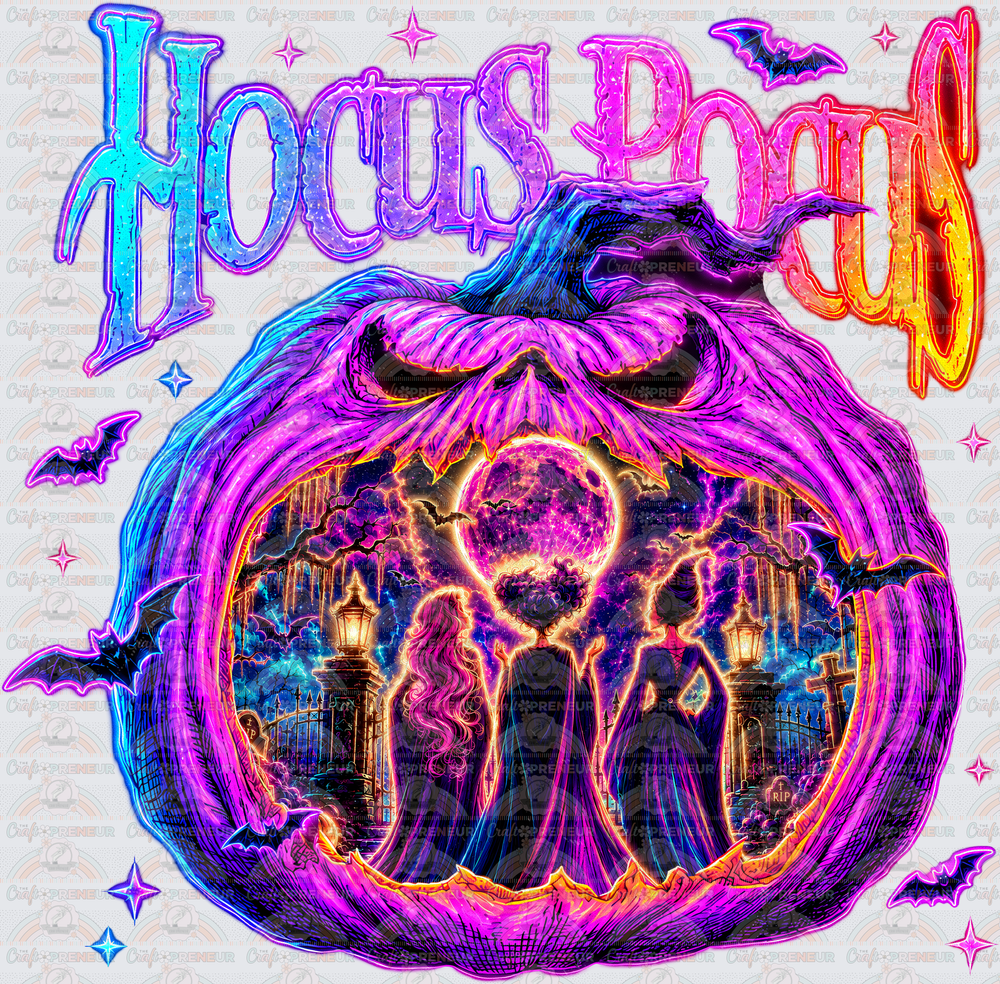 001_Halloween_Hocus Pocus_Witchy_Sanderson Sisters_Neon Set_Pumpkin Scene_Front