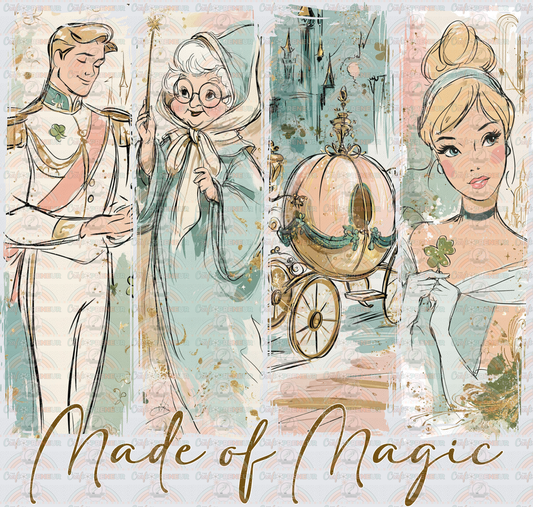 002_Disney_Princess_Canvas_Brush Stroke_Castle_Sidekicks_Villains_Preppy_Watercolor_Made of Magic_Cinderella_Prince_Fairy Godmother_Pumpkin Carraige