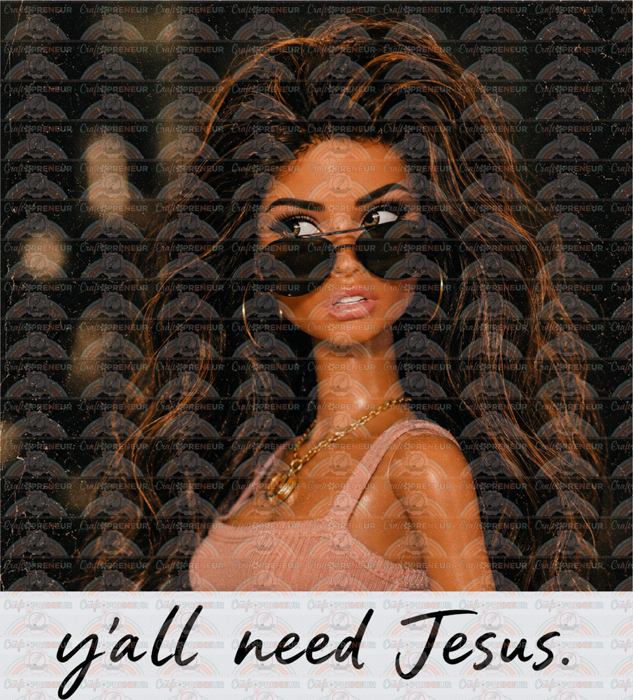 Faith_Ratchet Barbie_Yall Need Jesus_Sunnies_Spanish_Stank Face_Doll_Brunette_Black