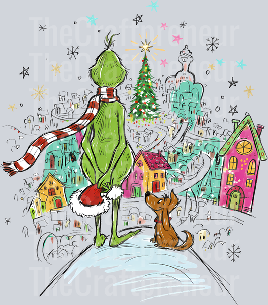 The Grinch in Whoville DTF Transfer