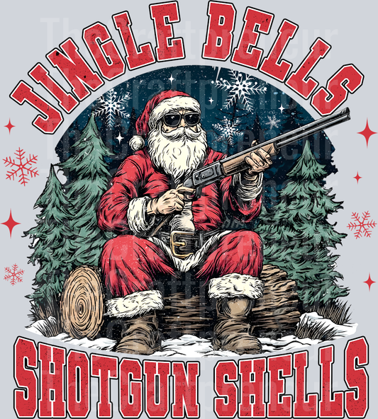 Jingle Bells Shotgun Shells Santa DTF Transfer