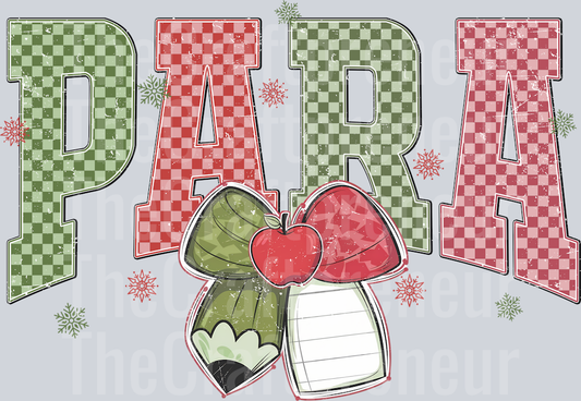 Para Professional Christmas Varsity Checkerboard DTF Transfer