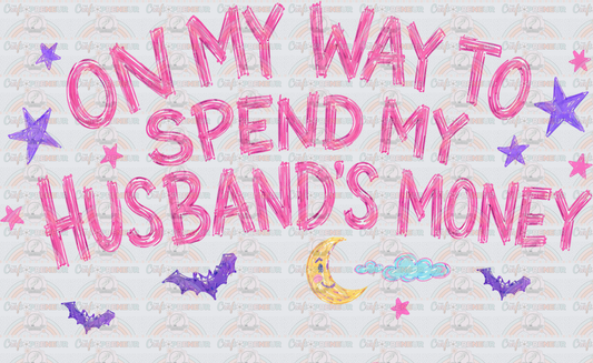 001_Halloween_Husband_Wife_Ghost_On My Way to Spend My Husbands Money_Preppy_Brush Stroke_Front