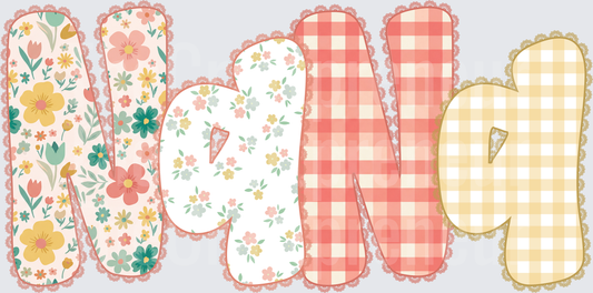 002_Family_Name Set_Mama_Grandparent_Preppy_Orange_Gingham_Grand Millenial_nana
