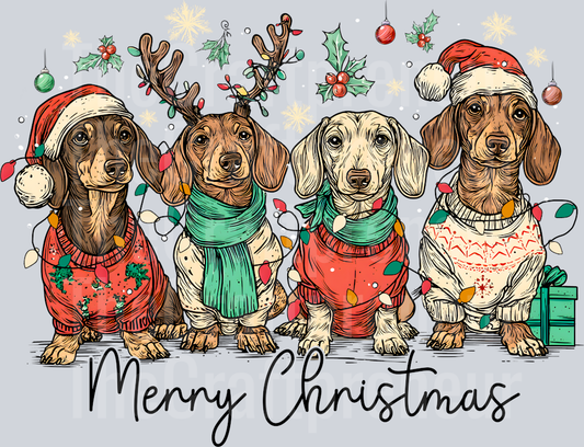 Daschunds in Sweaters DTF Transfer (For Lights!)