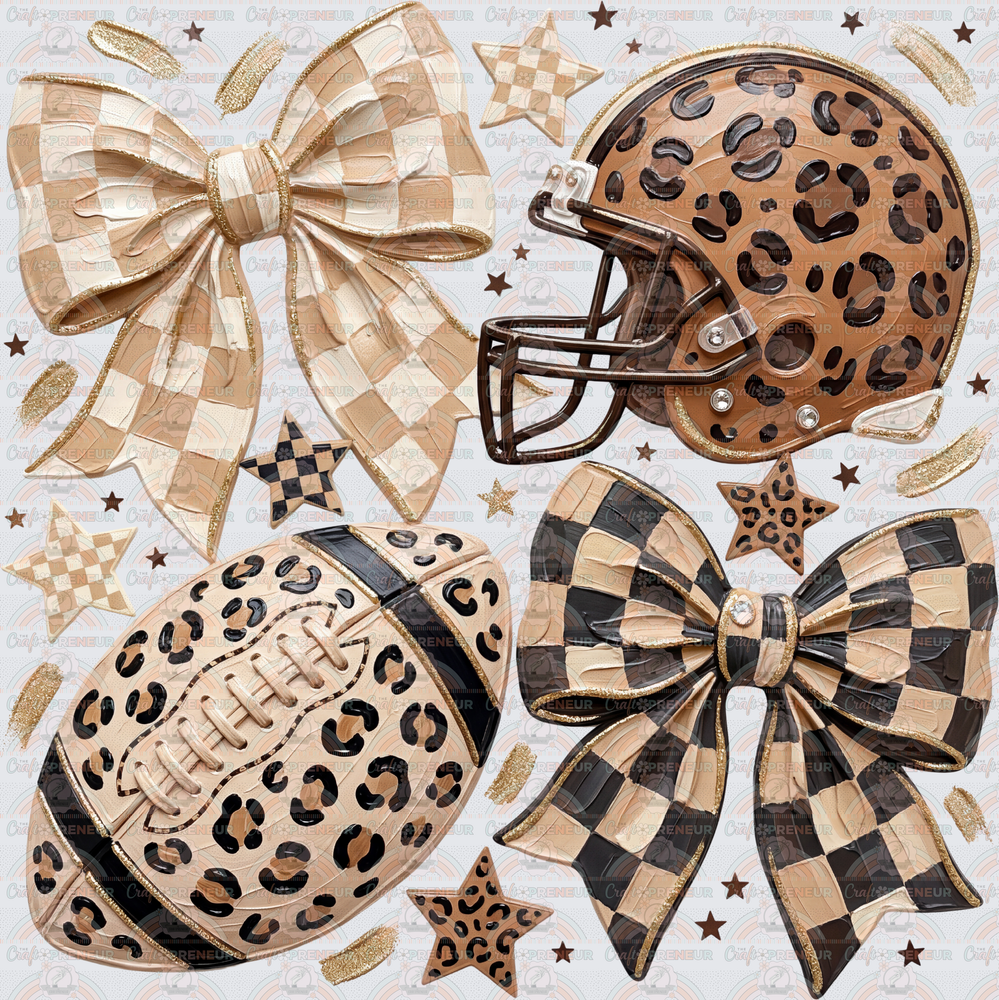 Football_Coquette Bow_Faux Paint_Helment_Neutral_Checkered