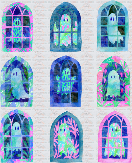 Halloween_Preppy_LP_Lily Pulitzer_Boutique Style_Window Ghosts_Brush Stroke_Neons_Homebody_Haunted House