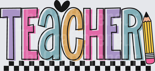 002_School_Jobs_Retro_Checkerboard_Tall Letter_Typography_Teacher