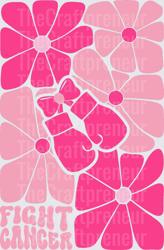 002_Causes_Cancer_BCA_Breast Cancer_Groovy Florals_Pink Ribbon_Oversized_Fight Cancer_Boxing Gloves