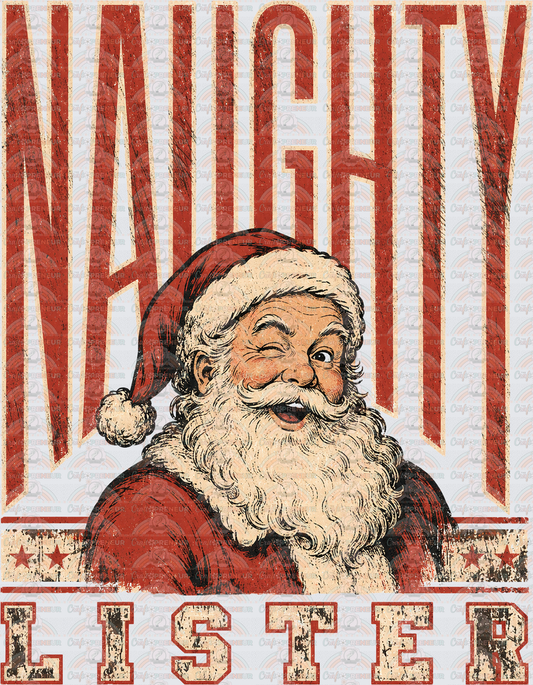 XMAS_Sarcasm_Santa_Naughty Lister_Tall Letter_Vintage_Adult Theme