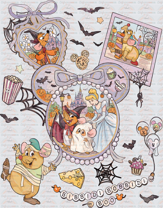 001_Disney_Halloween_Cinderella_Gus Gus_Jaq_Selfie_Watercolor_Back_Light
