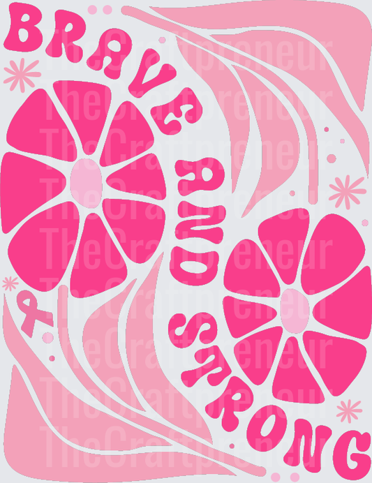 002_Causes_Cancer_BCA_Breast Cancer_Groovy Florals_Pink Ribbon_Oversized_Brave and Strong