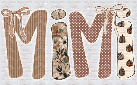 002_Family_Name Set_Fall_Autumn_Grandparent_Boho_Coquette Bow_Pumpkin_Microfloral_Mimi