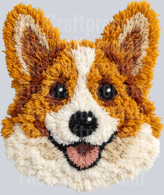 Corgi Latch Hook Dog DTF Transfer