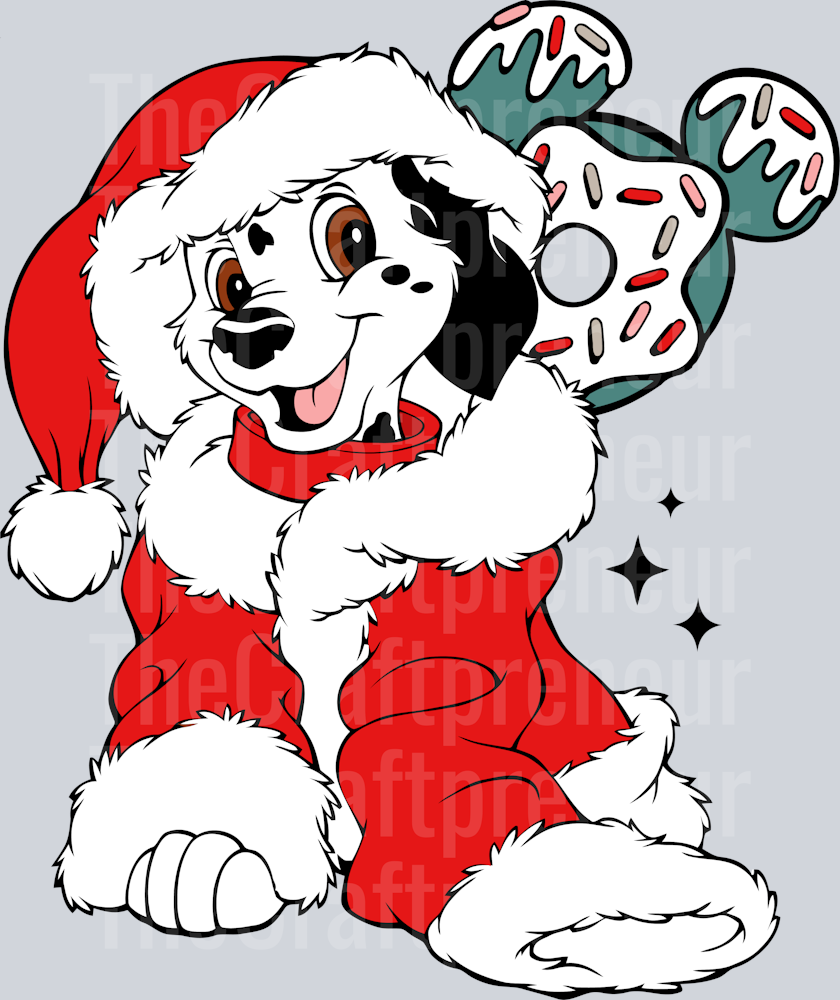 Dalmations Christmas Santa Outfit Front & Back (Front) DTF Transfer