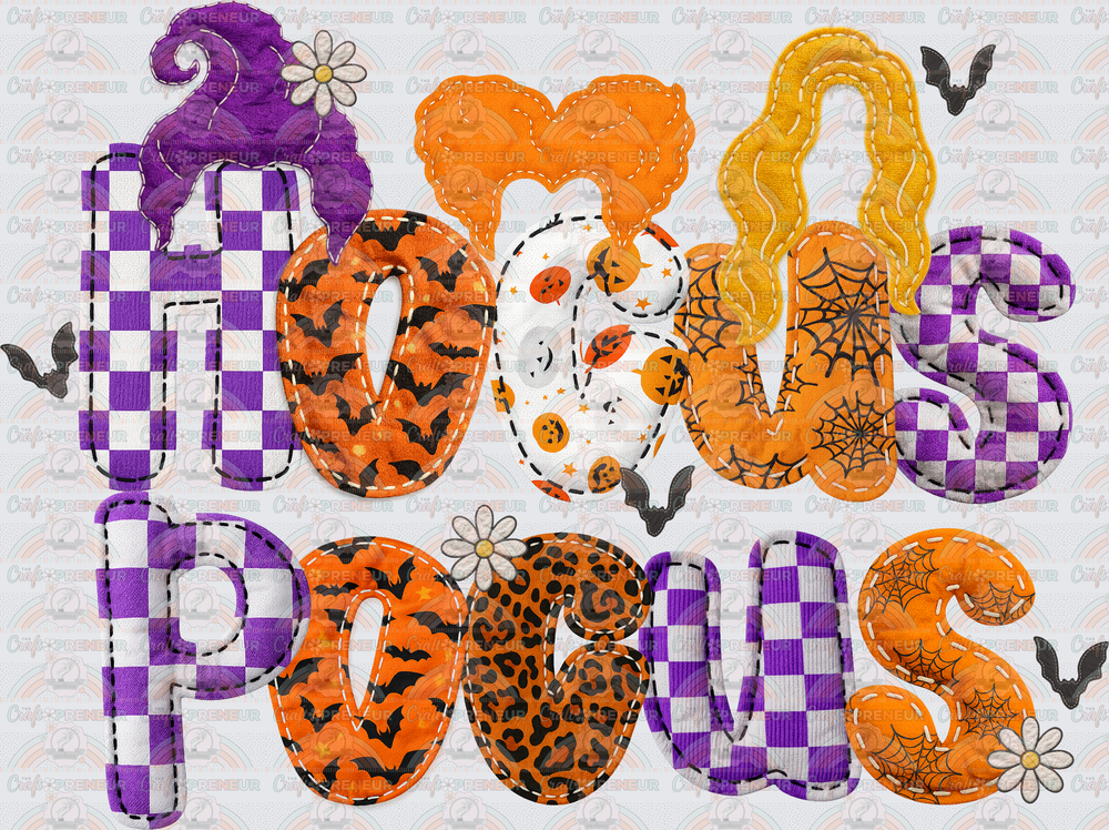Disney_Hocus Pocus_Halloween_Faux Embroidery_Fabric_Pattern Letters