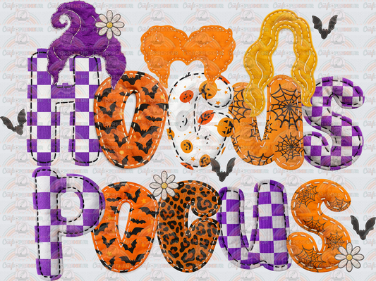 Disney_Hocus Pocus_Halloween_Faux Embroidery_Fabric_Pattern Letters