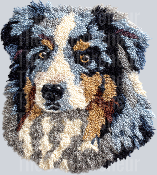Australian Shepherd Latch Hook Dog DTF Transfer