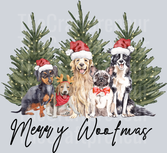 Christmas Dogs Merry Woofmas Dog Lover DTF Transfer