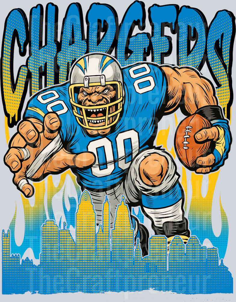 Chargers Drip Skyline DTF Transfer