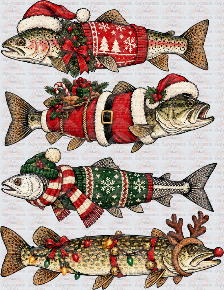 XMAS_Hobbies_Fishing_Sweaters_Pike_Trout_Bass_Fresh Water Fish_Unisex