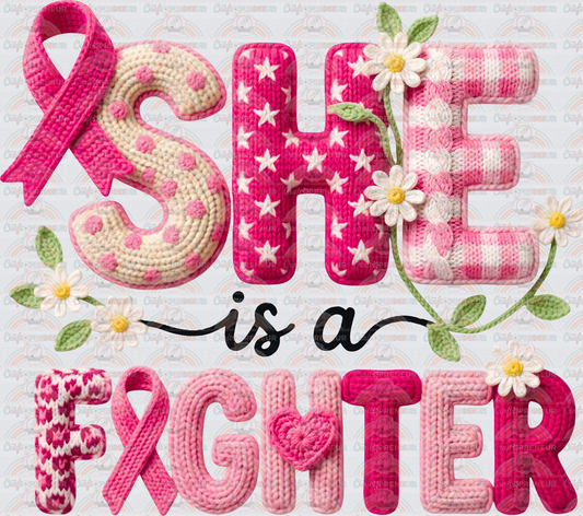 Causes_Breast Cancer Awareness_October Causes_She is a Fighter_Faux Yarn_Faux Crochet