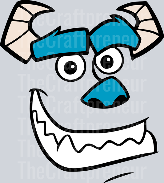 Big Blue Monster Face DTF Transfer