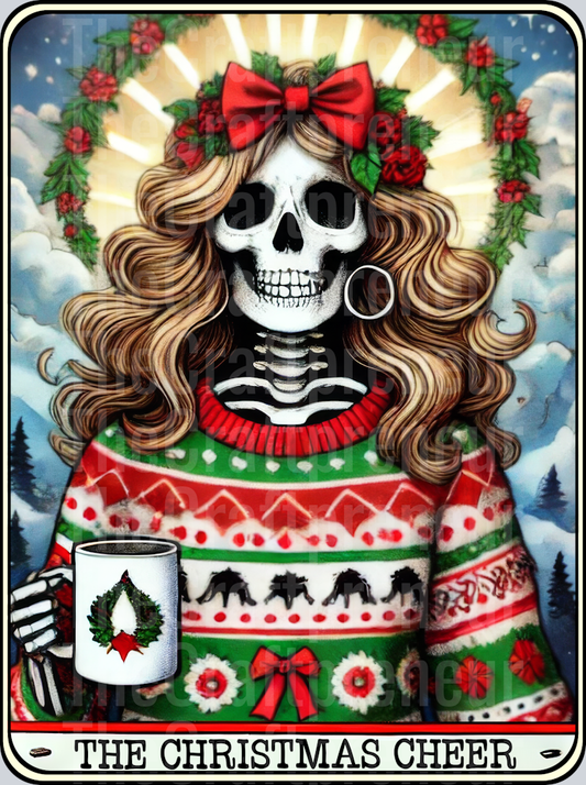The Christmas Cheer Tarot Card Skeleton DTF Transfer
