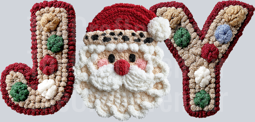 Faux Embroidery Joy Santa DTF Transfer