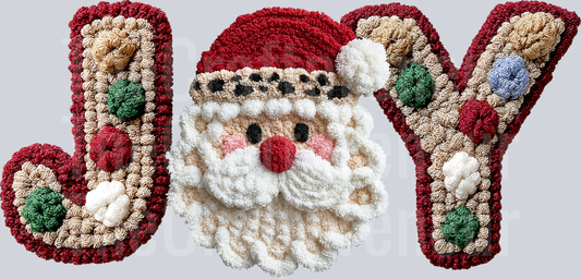 Faux Embroidery Joy Santa DTF Transfer