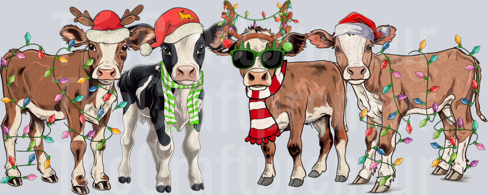 Christmas Cows in Lights DTF Transfer