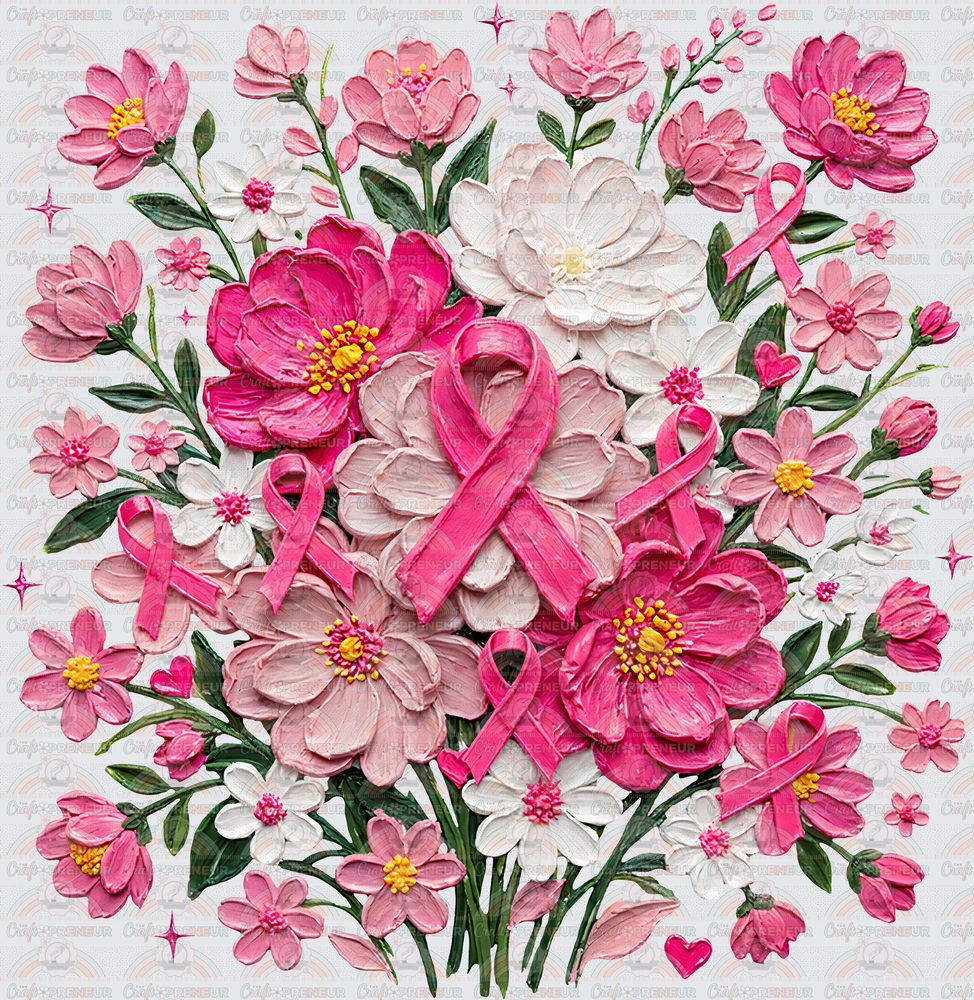 Causes_Breast Cancer Awareness_October Causes_Ribbon_Faux Paint_Flowers_Boutique Style