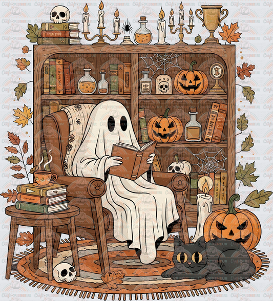 Halloween_Bookish_Books_Black Cat_Homebody_Vintage_Reading Nook_Ghost