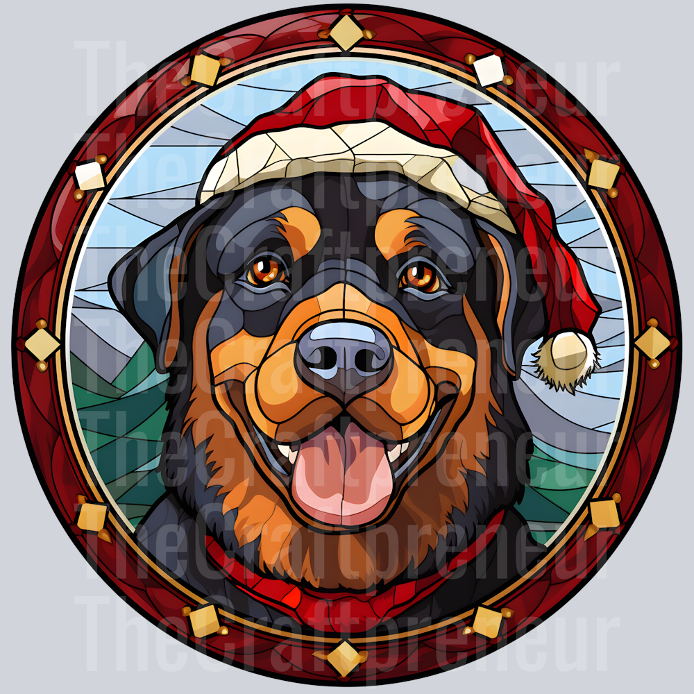Rottweiler Christmas Stained Glass DTF Transfer
